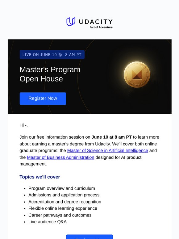 Don't miss the next master's degree info session