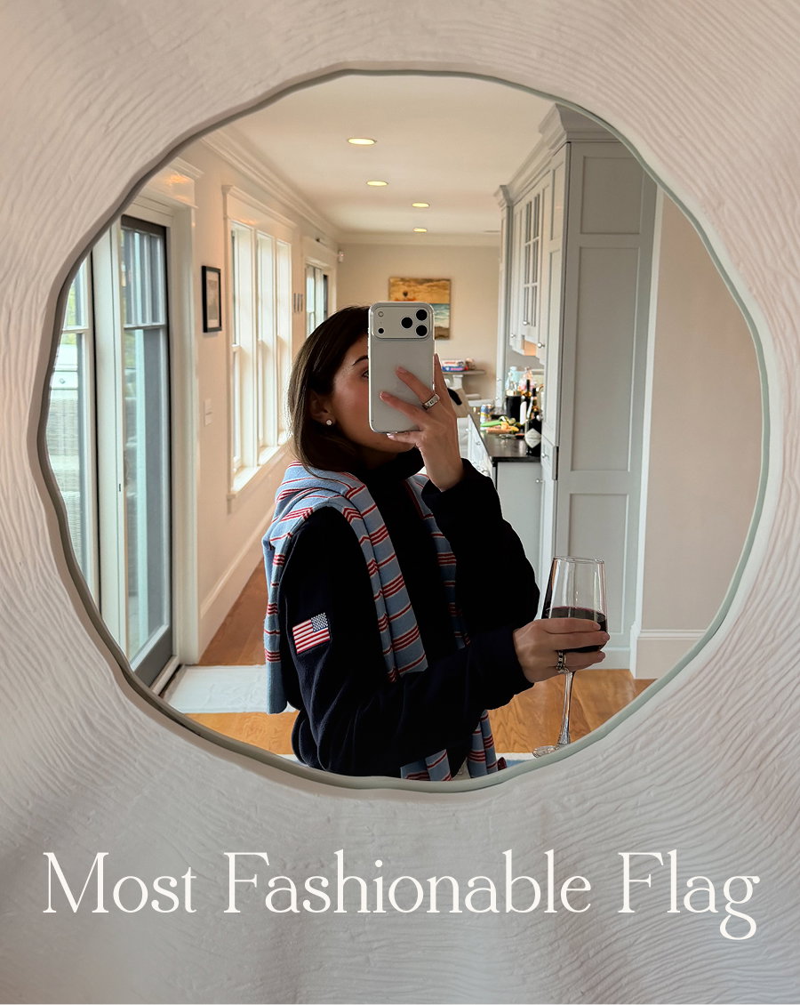 Most Fashionable Flag We hold this patriotic-chic look to be self-evident: the Park Slope with Flag Embroidery, layered and styled by @saltyandchic into a full Summer Americana moment that's equal parts classic and cool.  Shop the Style