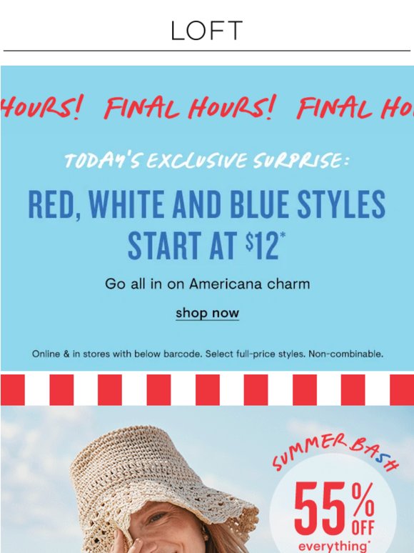 FINAL HOURS: Red, white & blue styles start at $12