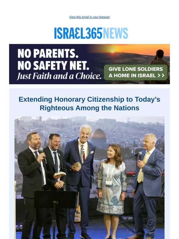 Extending Honorary Citizenship to Today’s Righteous Among the Nations and Today's Top Stories