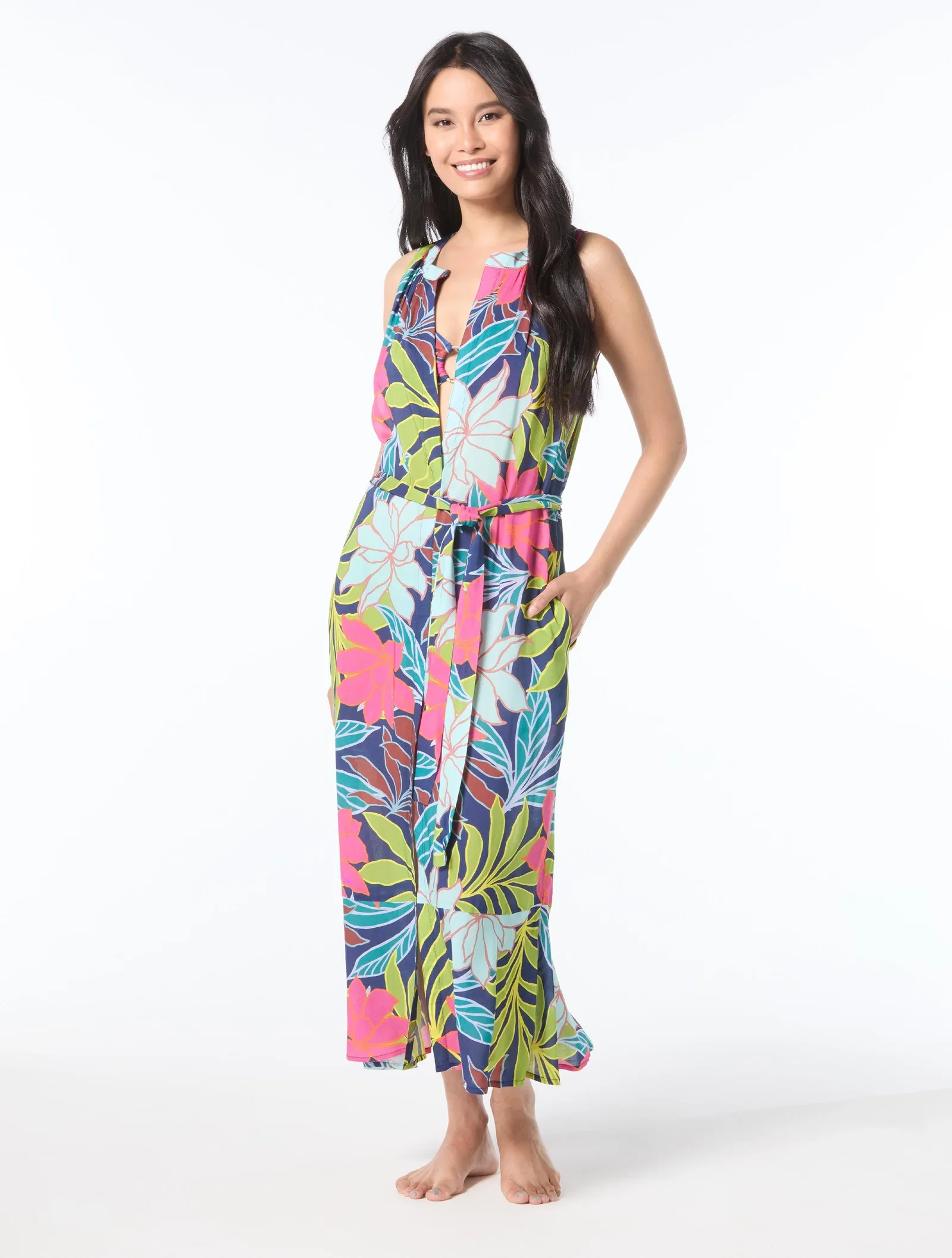 Image of Vince Camuto Sleeveless Cover Up Dress - Fiji Floral