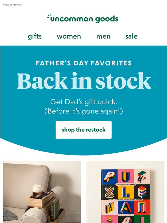 Back in stock: Father's Day favorites