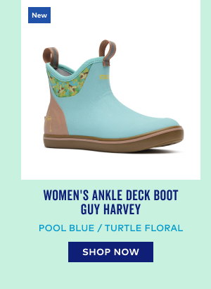 Women's Ankle Deck Boot Guy Harvey in Pool Blue / Turtle Floral