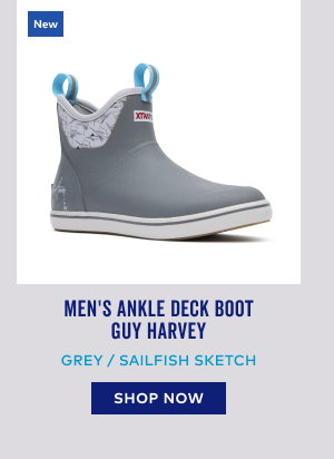 Men's Ankle Deck Boot Guy Harvey in Grey / Sailfish Sketch