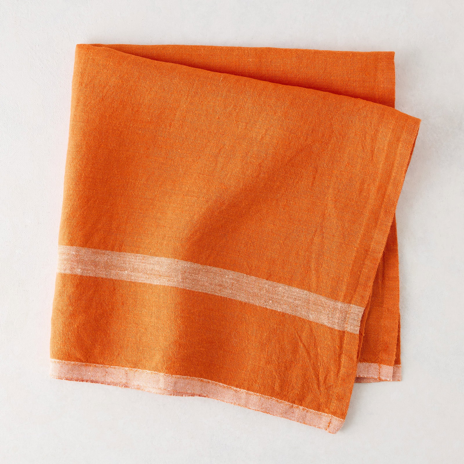 Image of Laundered Bright Orange Linen Napkin