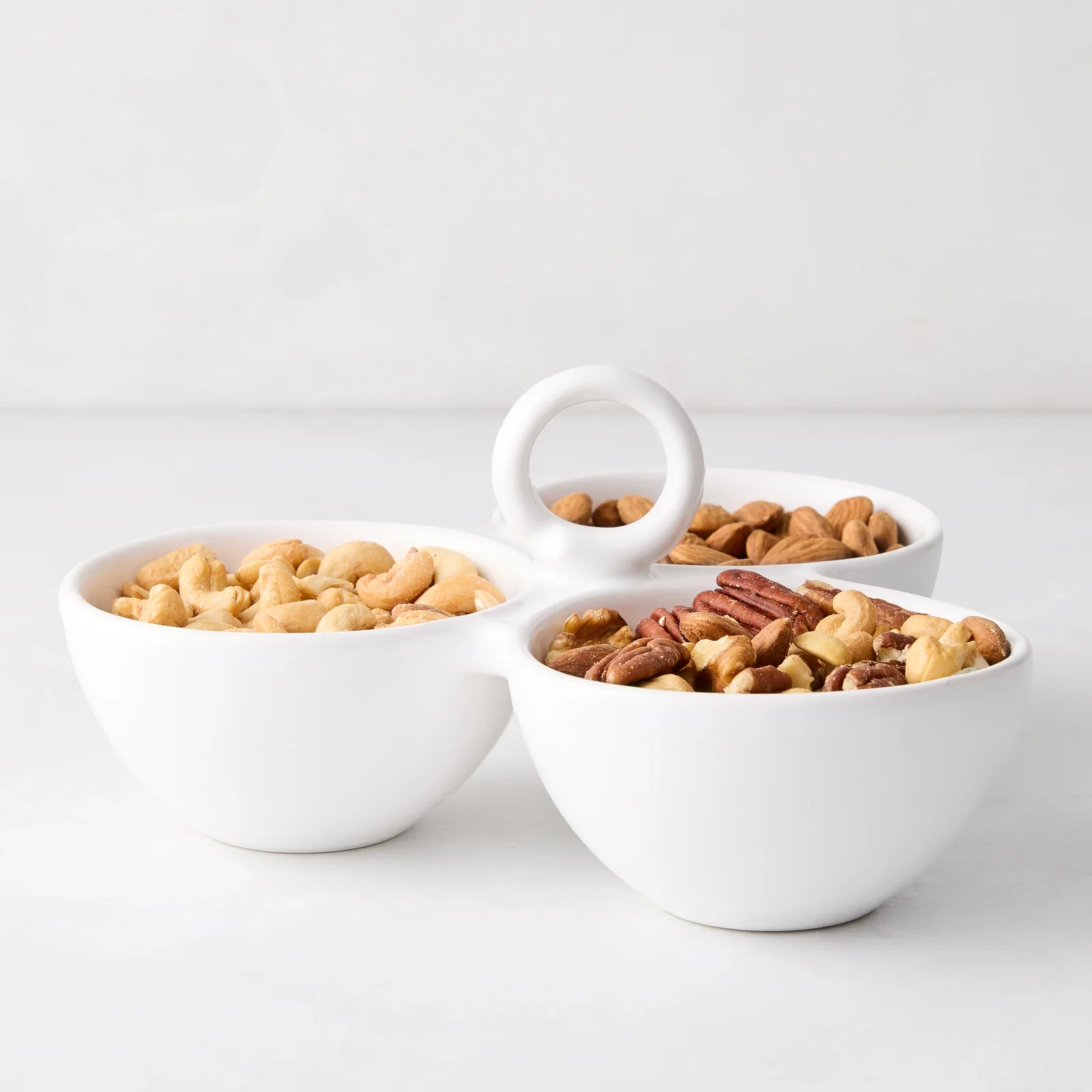 Image of White Ceramic Triple Serve Bowl