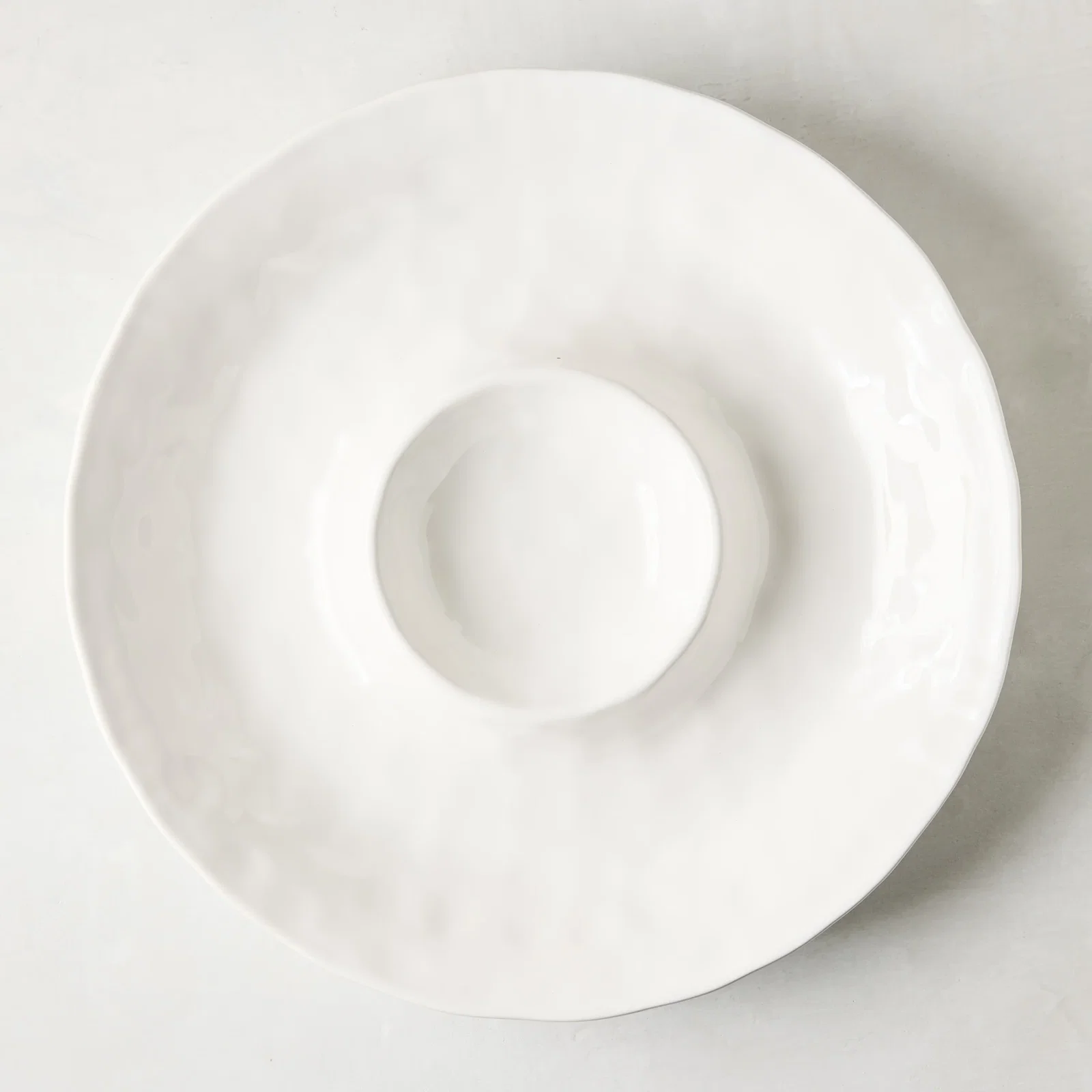 Image of White Ceramic Chip and Dip Serving Platter