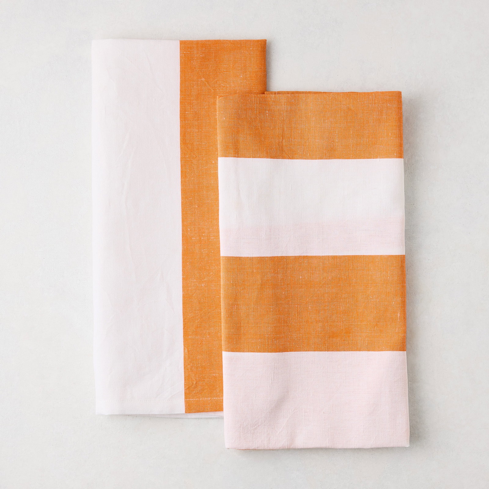Image of Orange Block Print Hand Towels, Set of 2