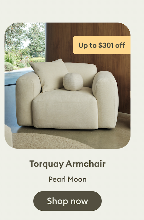 Torquay Armchair in Pearl Moon on sale — up to $301 off.