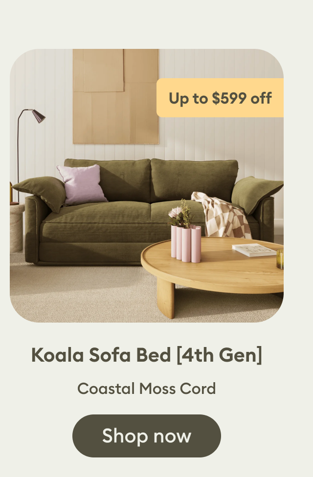 Koala Sofa Bed [4th Gen] in Coastal Moss Cord on sale — up to $599 off.