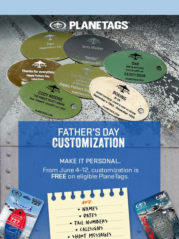 Free Customization for Father’s Day Starts Now