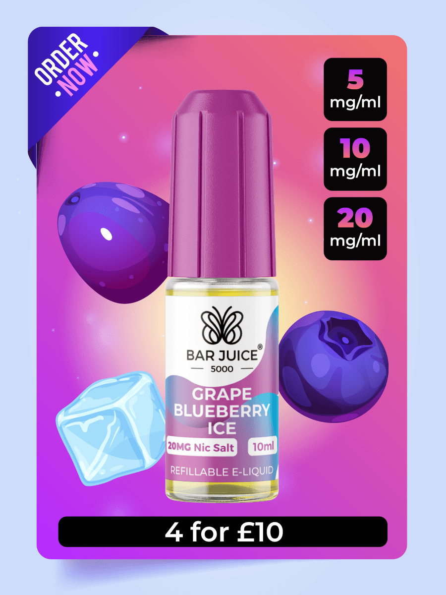 Bar Juice 5000 Grape Blueberry Ice Nic Salt - 4 for £10