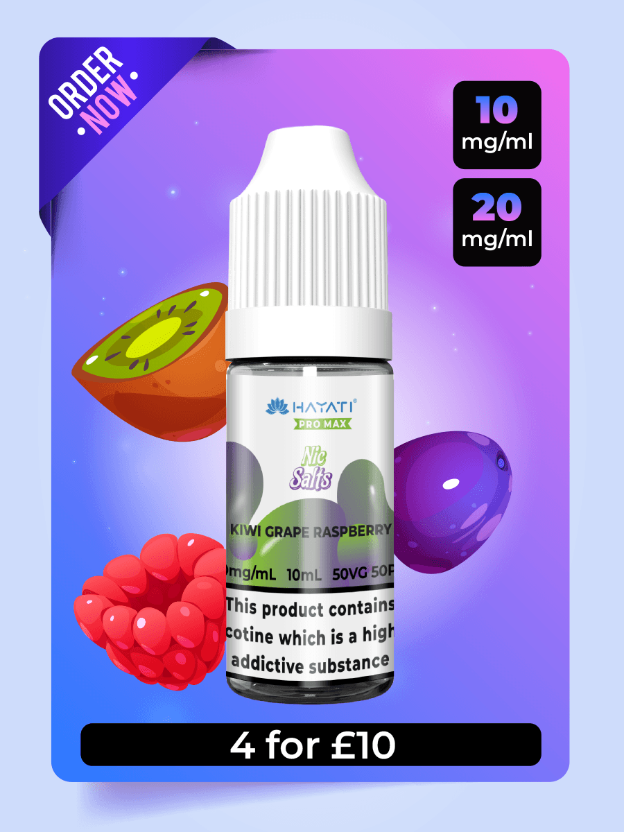 Hayati Pro Max Kiwi Grape Raspberry Nic Salt - 4 for £10