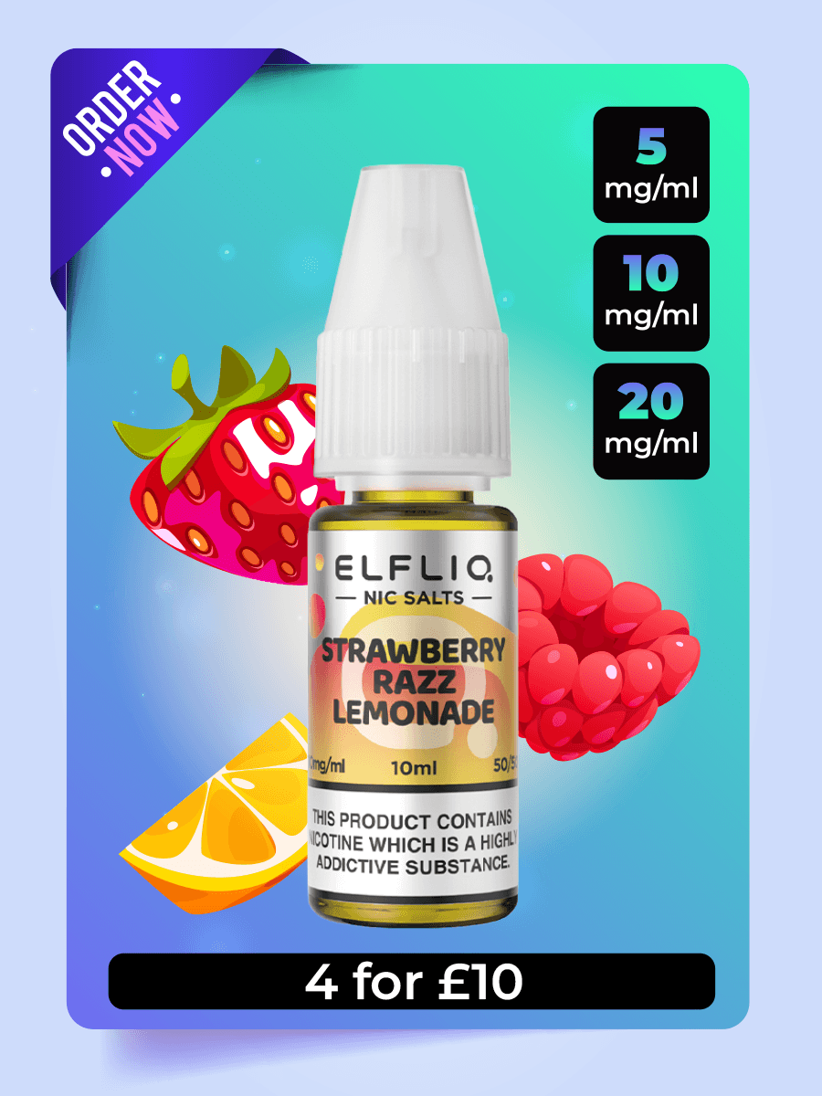 Elfliq Strawberry Razz Lemonade Nic Salt - 4 for £10