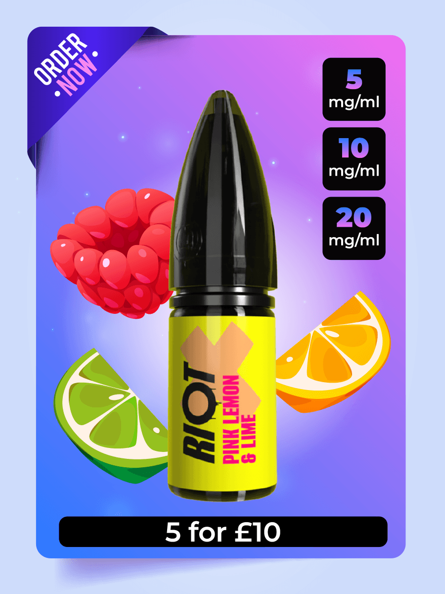Riot X Pink Lemon & Lime Nic Salt - 5 for £10