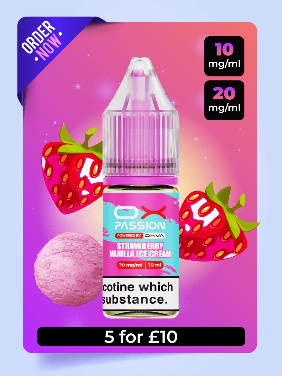 Ox Passion Strawberry Vanilla Ice Cream Nic Salt - 5 for £10