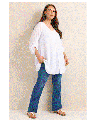 EVANS Curve White Double Layer Blouse