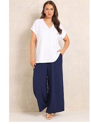 EVANS Curve White Cotton Crochet Trim Top