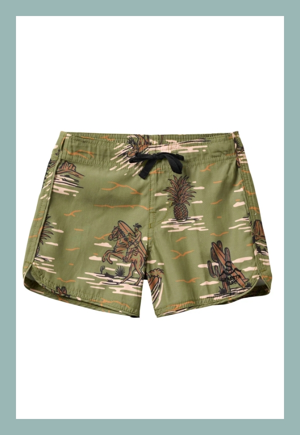 List of products:  Seaesta Surf Boys Boardshorts – Scallop Retro Flare in Surfing Cowboy Cactus Seaesta Scallop Retro Flare Boardshort / Nautical Checks / Navy Blue + Red