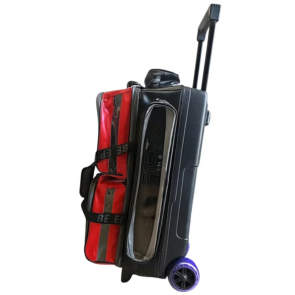 Image of Epic 3 Ball Triple Luminous Red Black PU Leather Clear Pocket Bowling Bag