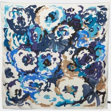 Blue Camouflage Print Silk Sca
