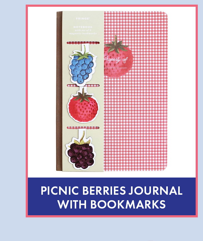 Picnic Berries Book Cloth Journal With Magnetic Bookmarks