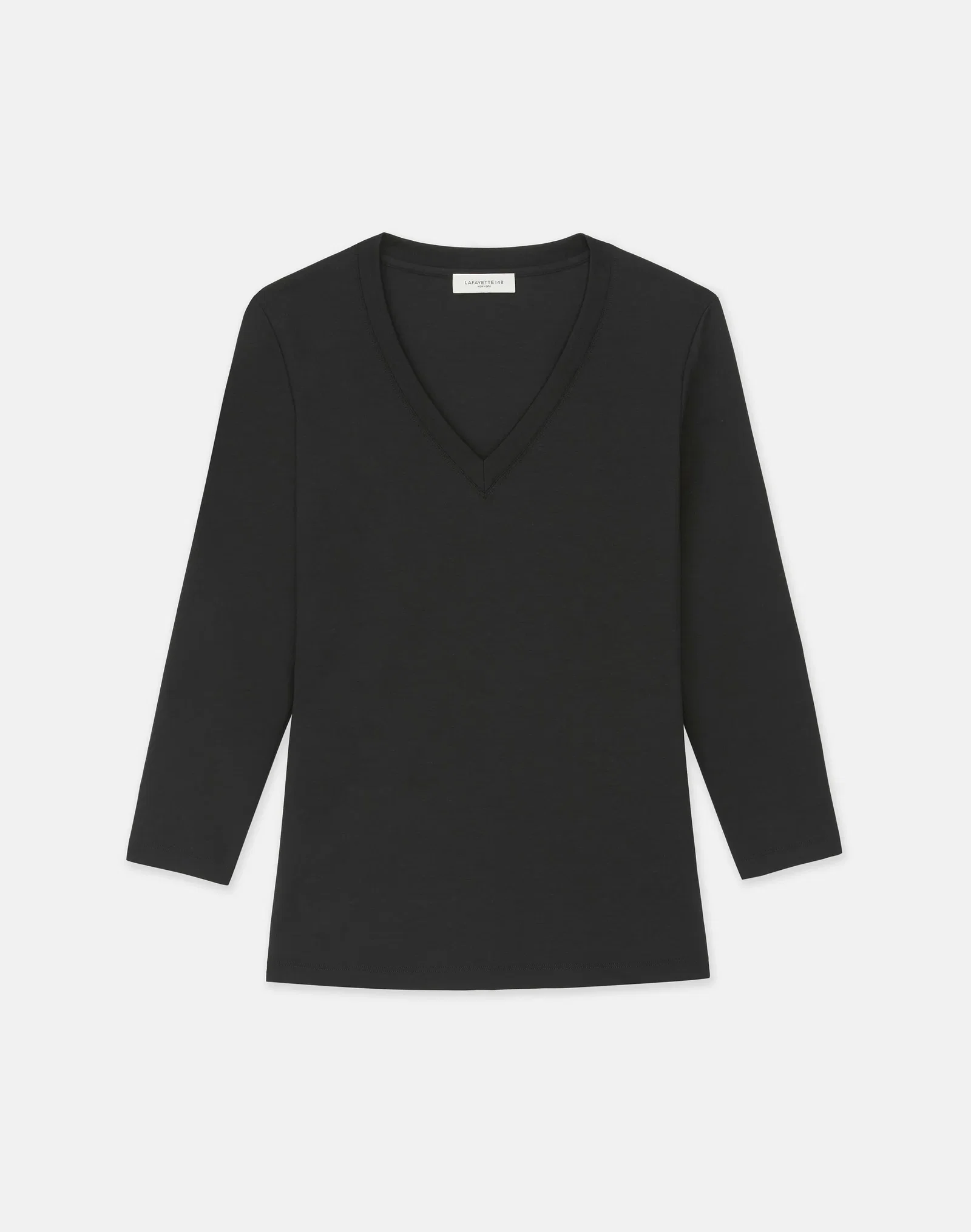 Image of Cotton Rib V-Neck T-Shirt