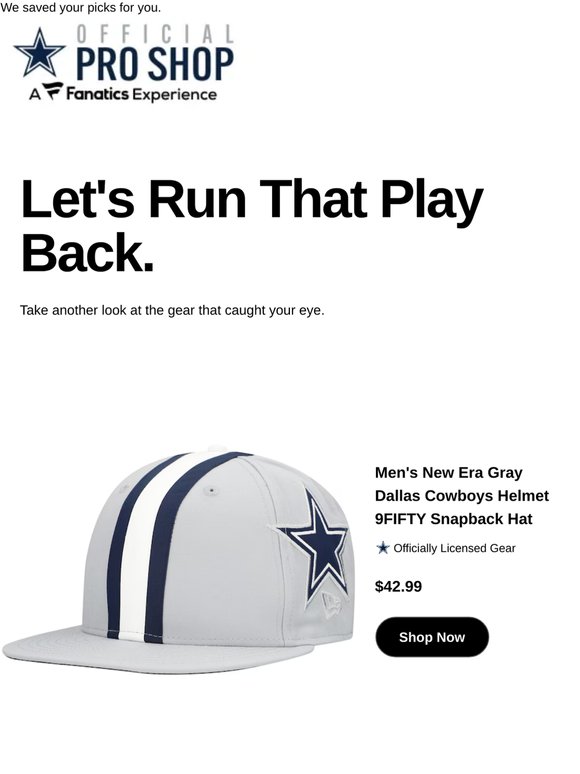 Revisit: Men's New Era Gray Dallas Cowboys  Helmet 9FI...