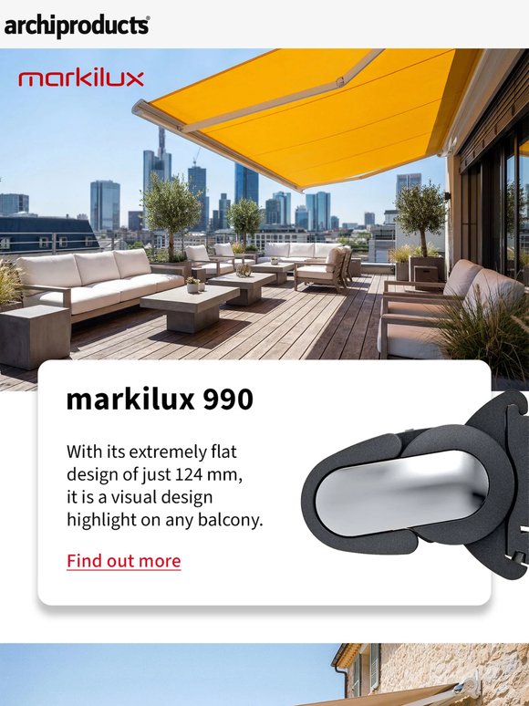 Full cassette awning markilux 990, suitable for smaller terraces and balconies