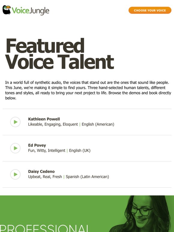 🚀 Don't Miss June's Featured Voices - They're Live and Booking Fast