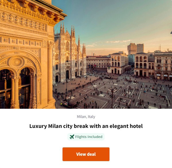 Luxury Milan city break with an elegant hotel