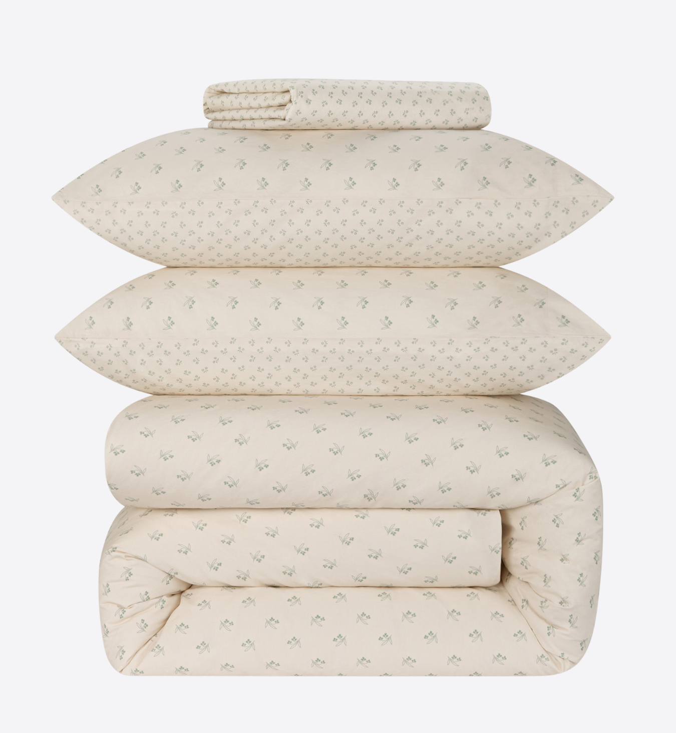 Mellow Green Martha Floral Cotton Duvet Cover