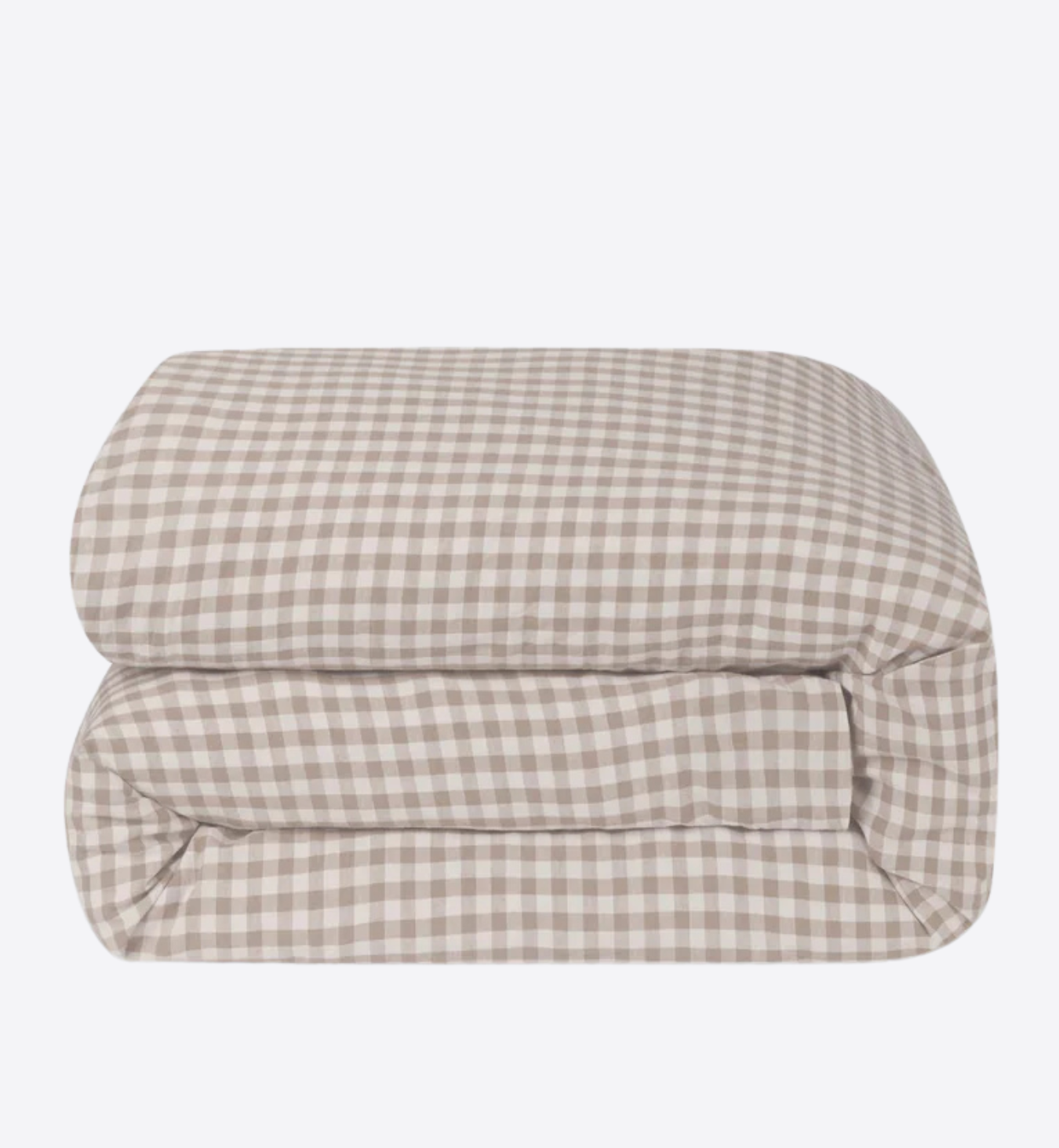 Mushroom Gingham 100% Linen Duvet Cover