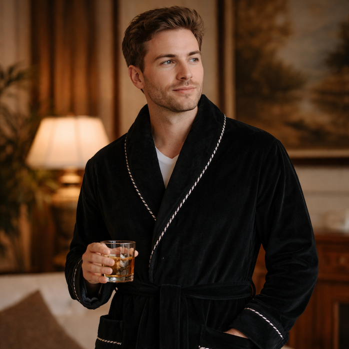 Man wearing Ascentix smoking jacket