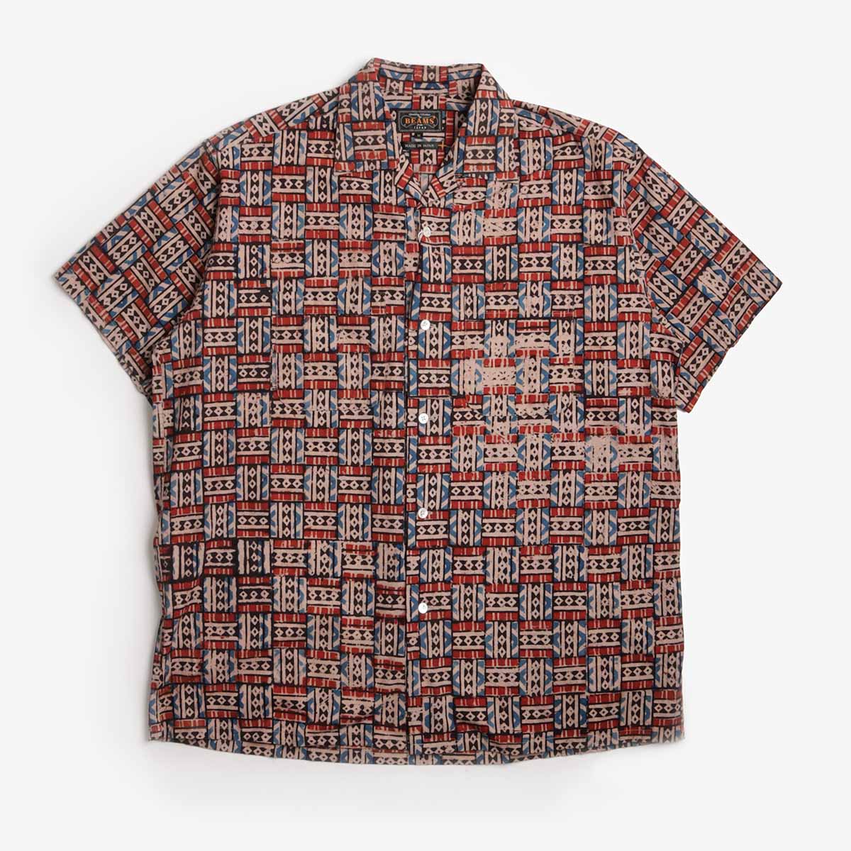 Beams Plus Open Collar Block Print Shirt at Urban Industry Store 