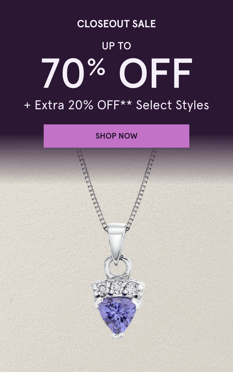 Trillion-cut violet gemstone pendant on silver-toned box chain. Closeout sale. Up to 70% OFF + Extra 20% OFF Select Styles. Click here to shop now