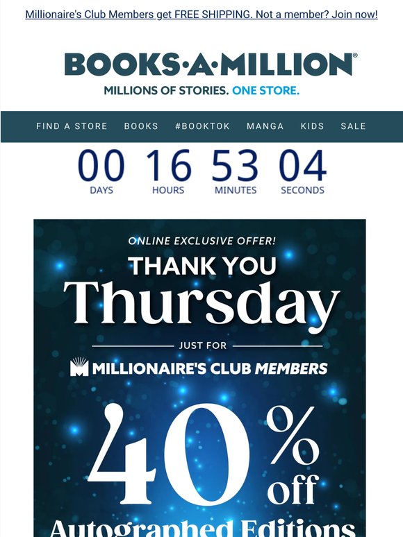 Members Save 40% on Select Autographed Books - Today Only!