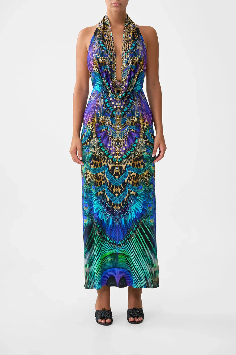 Image of DEEP COWL PLUNGE DRESS COSMIC ZOOLOGY
