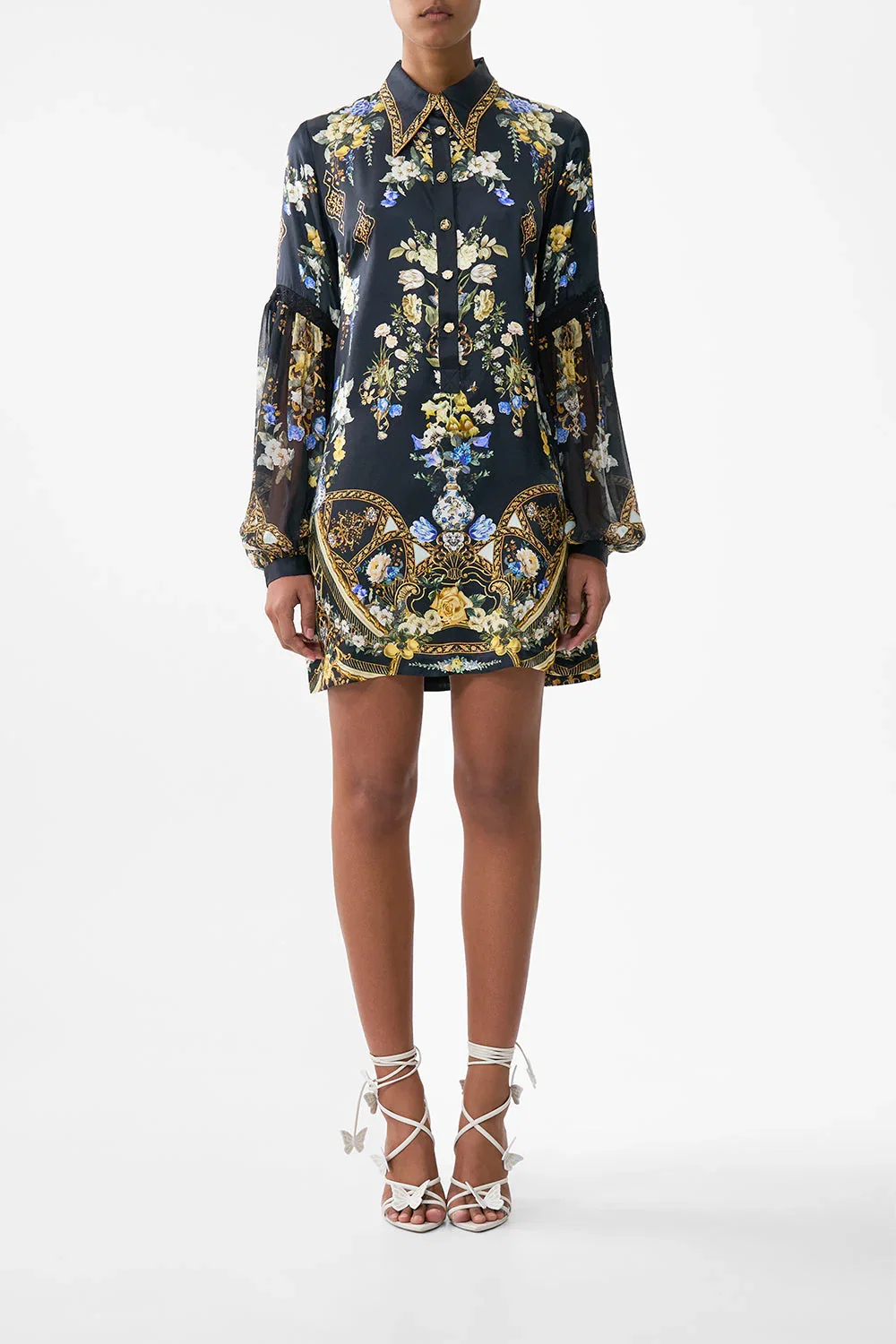 Image of SHIRT DRESS WITH BLOUSON SLEEVE OTTOMAN ELEGANCE