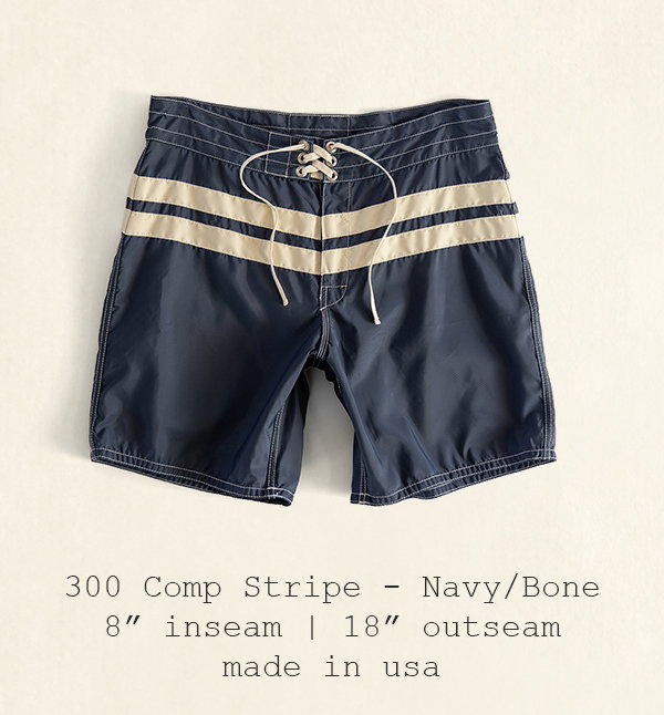 300 Comp Stripe - Navy/Bone | 8" inseam | 18" outseam | made in usa