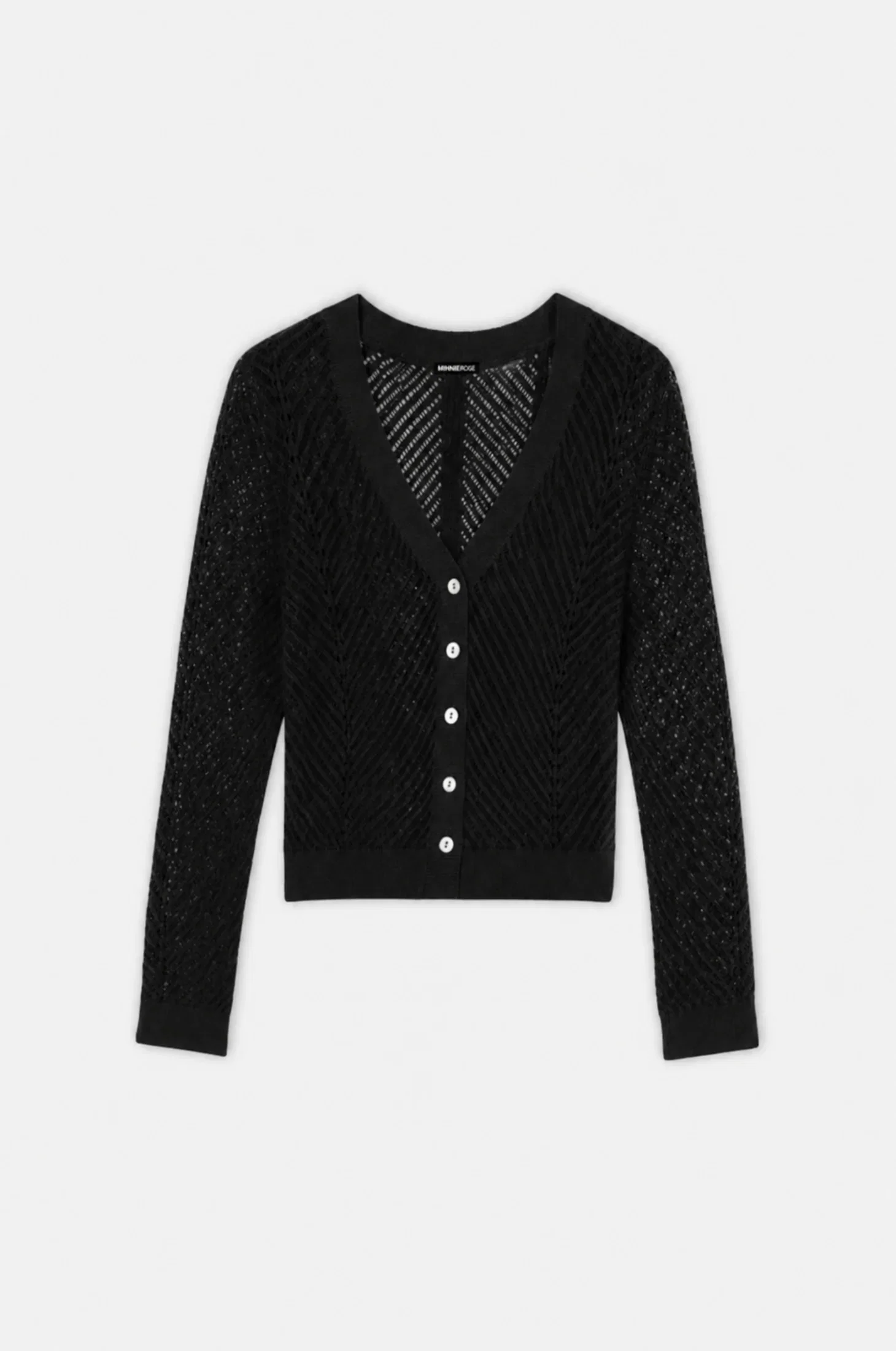 Image of Open Pointelle Cropped Cardigan