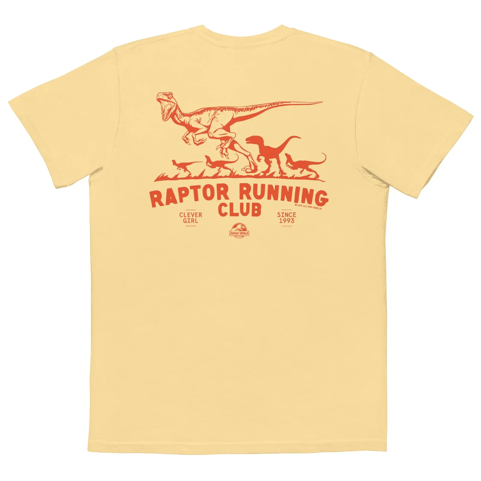 Image of Jurassic World Raptor Running Club Comfort Colors Pocket T-Shirt