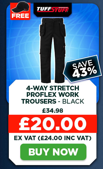 TuffStuff 4-Way Stretch Proflex Work Trousers - Black