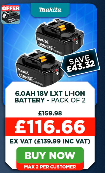Makita BL1860B 6.0Ah 18V LXT Li-Ion Battery - Pack of 2