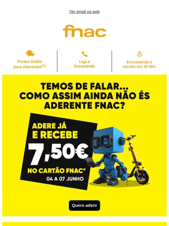 Recebe 7,50€ só por aderires ao Cartão FNAC! 💛