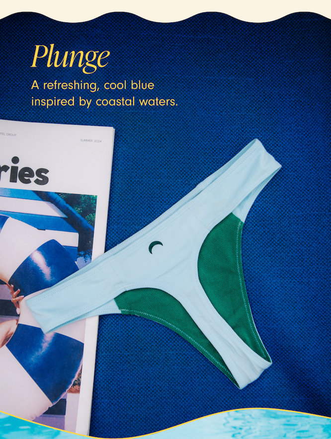 Plunge: A refreshing, cool blue inspired by coastal waters.