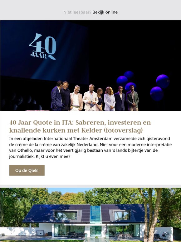 Dutch Dragons bieden winnaar Quote-pitch €1 miljoen & een verslag van 40 Jaar Quote in ITA