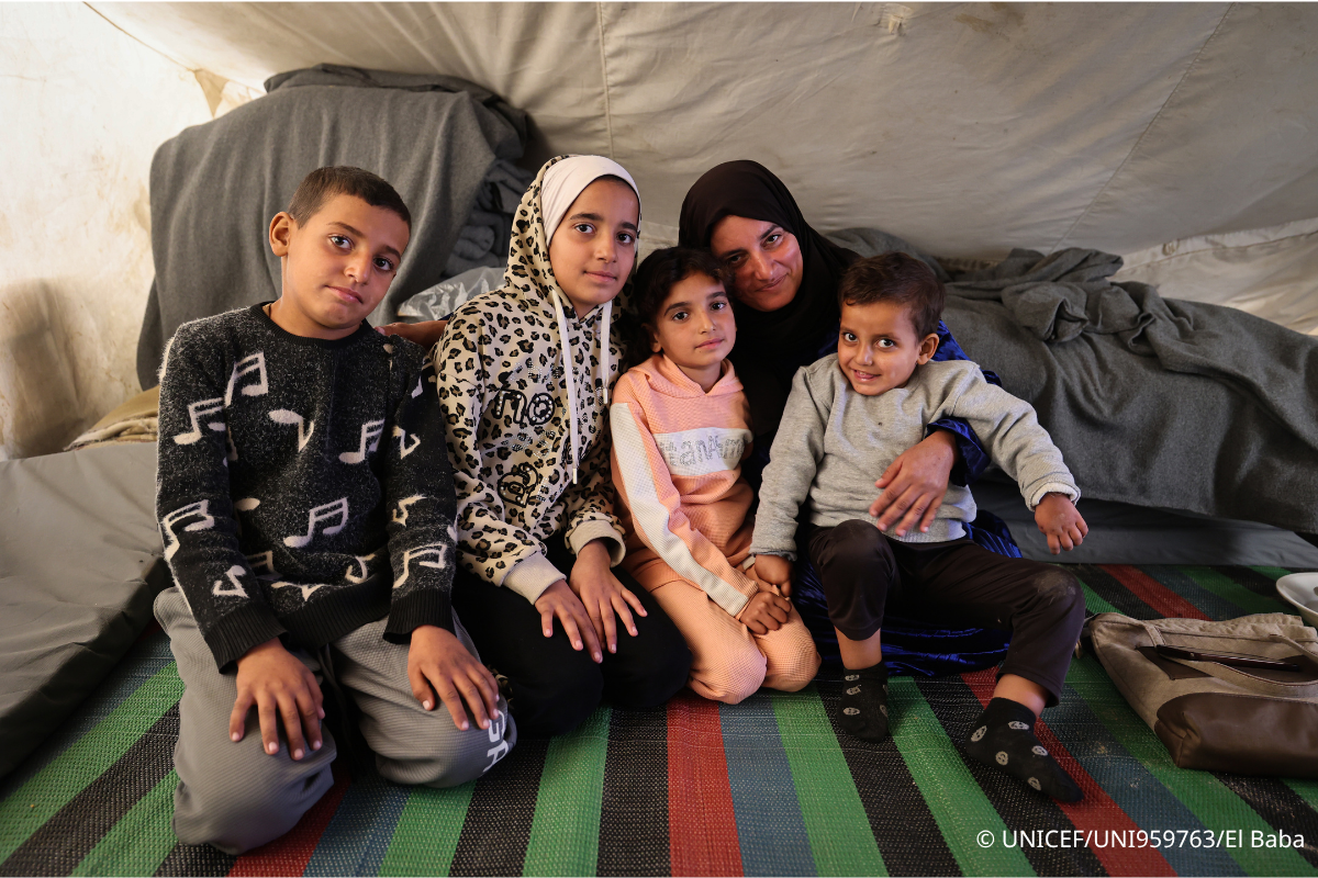 Aya, 38, is a widowed mother of nine who lost her husband during the war. Before the conflict, her family lived a stable life, but everything changed overnight. Now displaced and living in a tent, Aya carries the full responsibility of caring for her children alone–amid displacement, illness, and loss.