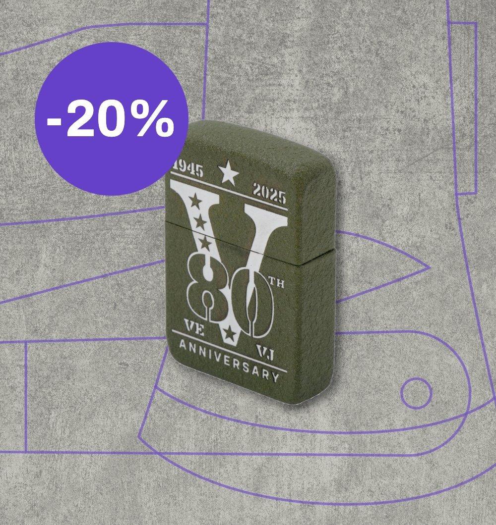 Today's deal: 20% off the Zippo Victory 80th Anniversary Green Crackle, Limited Edition, lighter
