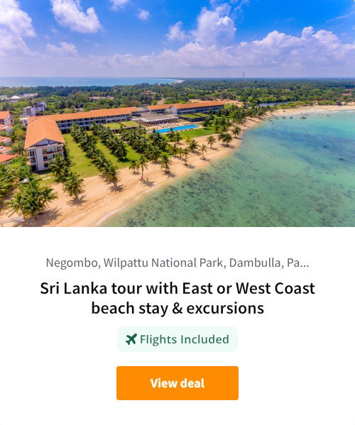 Sri Lanka tour with East or West Coast beach stay &amp; excursions